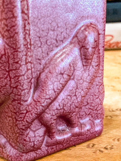 Rare Antique Rookwood 1922 Oxblood Bird Vine 5-Sided Small Ceramic Vase