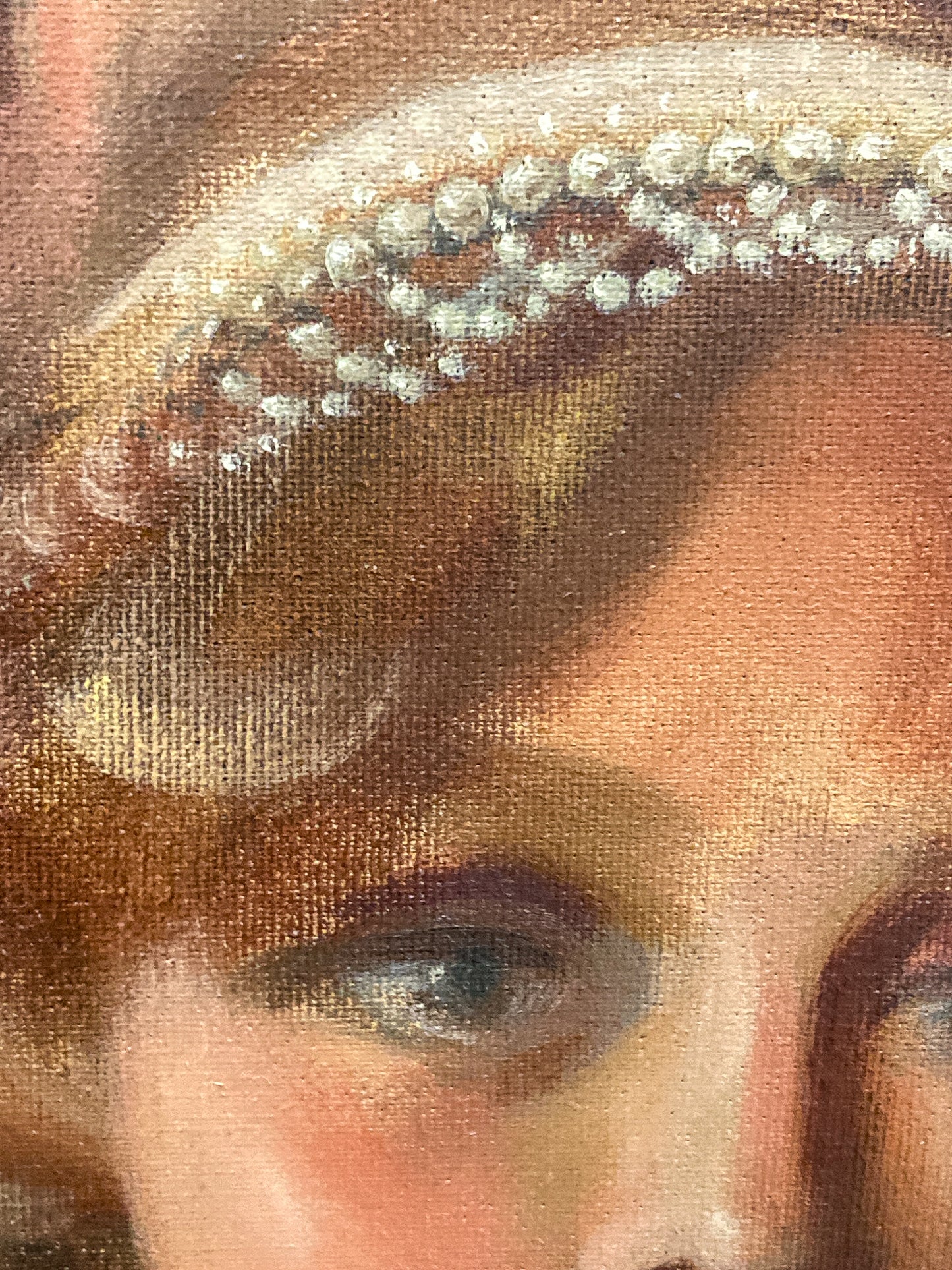 Antique Inspired Woman in Mirror Robert Martin (1918-1998) Framed Oil Canvas Painting