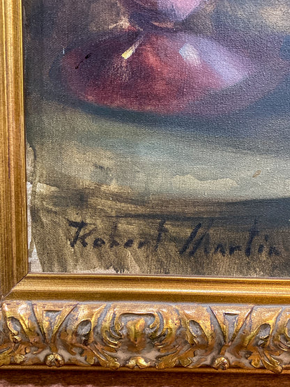 Antique Inspired Woman in Mirror Robert Martin (1918-1998) Framed Oil Canvas Painting