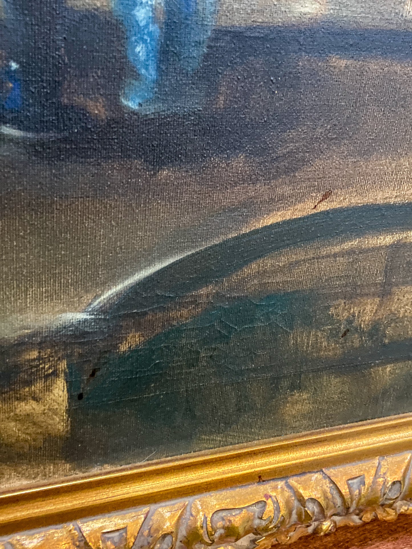 Antique Inspired Woman in Mirror Robert Martin (1918-1998) Framed Oil Canvas Painting