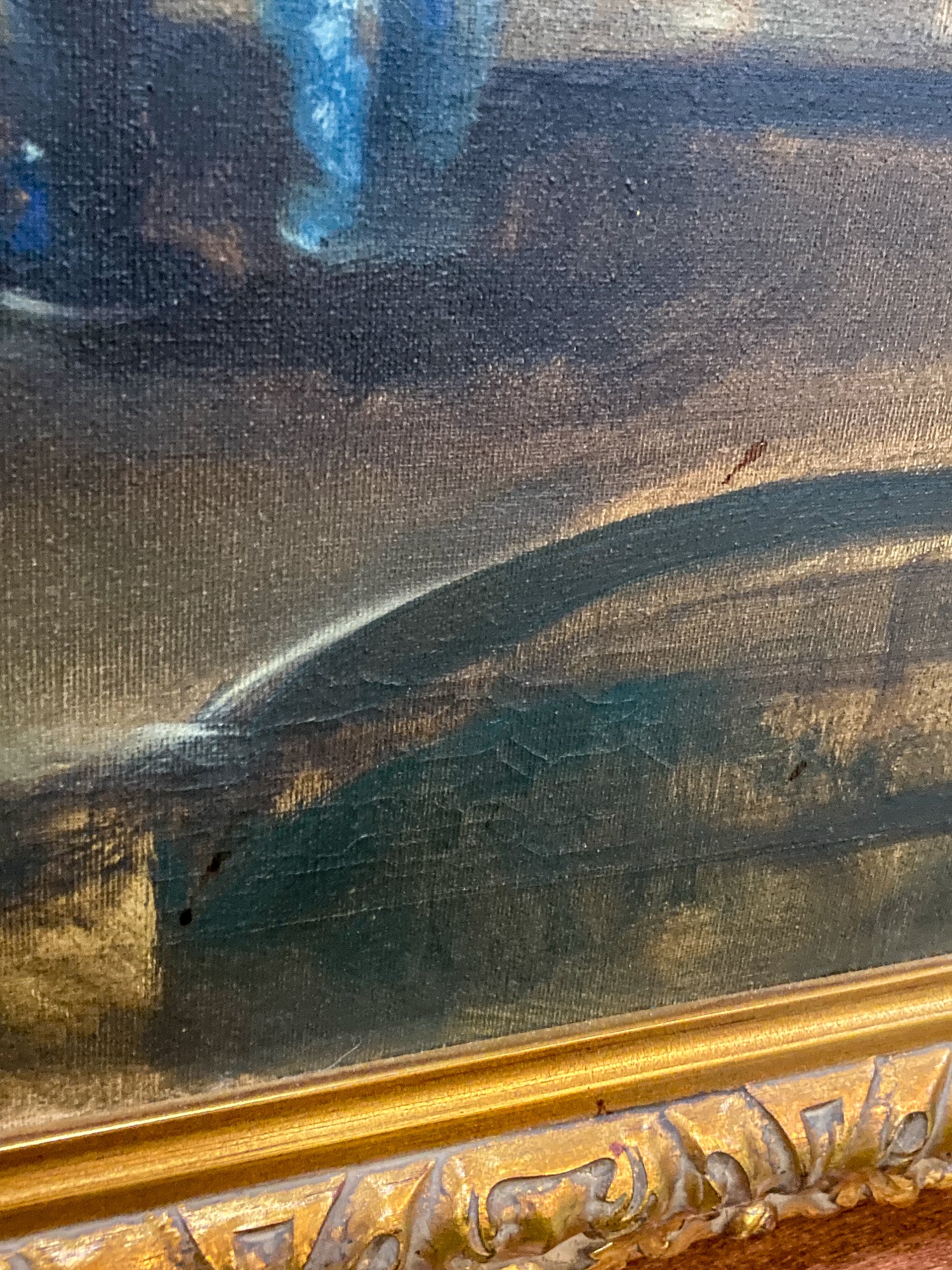 Antique Inspired Woman in Mirror Robert Martin (1918-1998) Framed Oil Canvas Painting