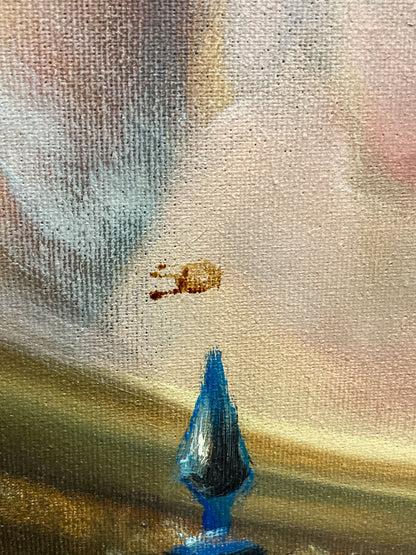 Antique Inspired Woman in Mirror Robert Martin (1918-1998) Framed Oil Canvas Painting