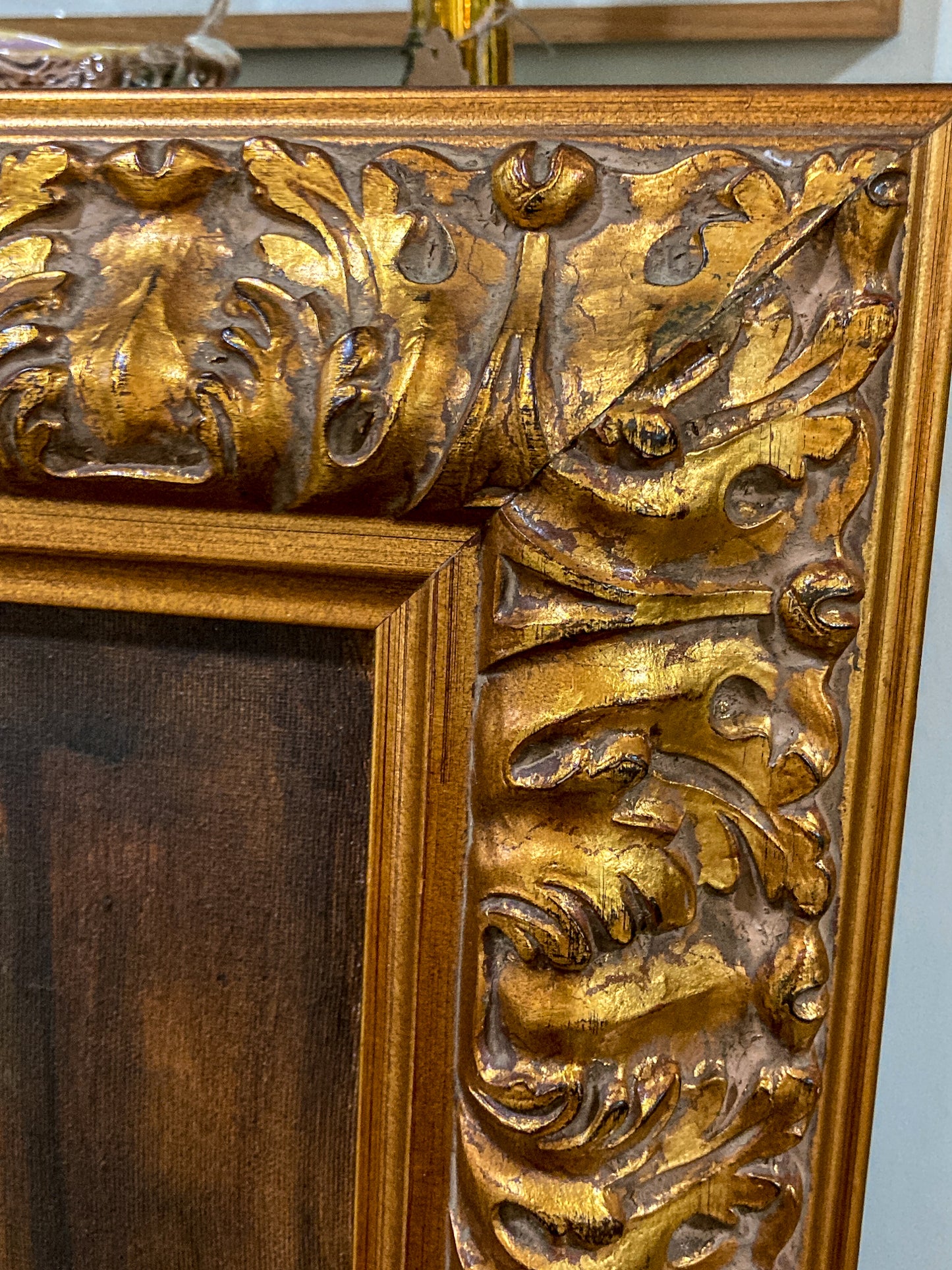 Antique Inspired Woman in Mirror Robert Martin (1918-1998) Framed Oil Canvas Painting