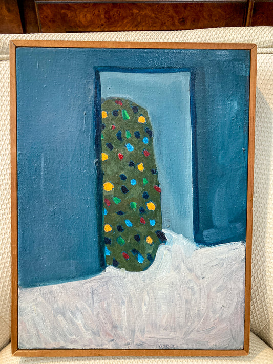 Scott Miller Abstract Shy Christmas Tree Original Framed Canvas Oil Painting