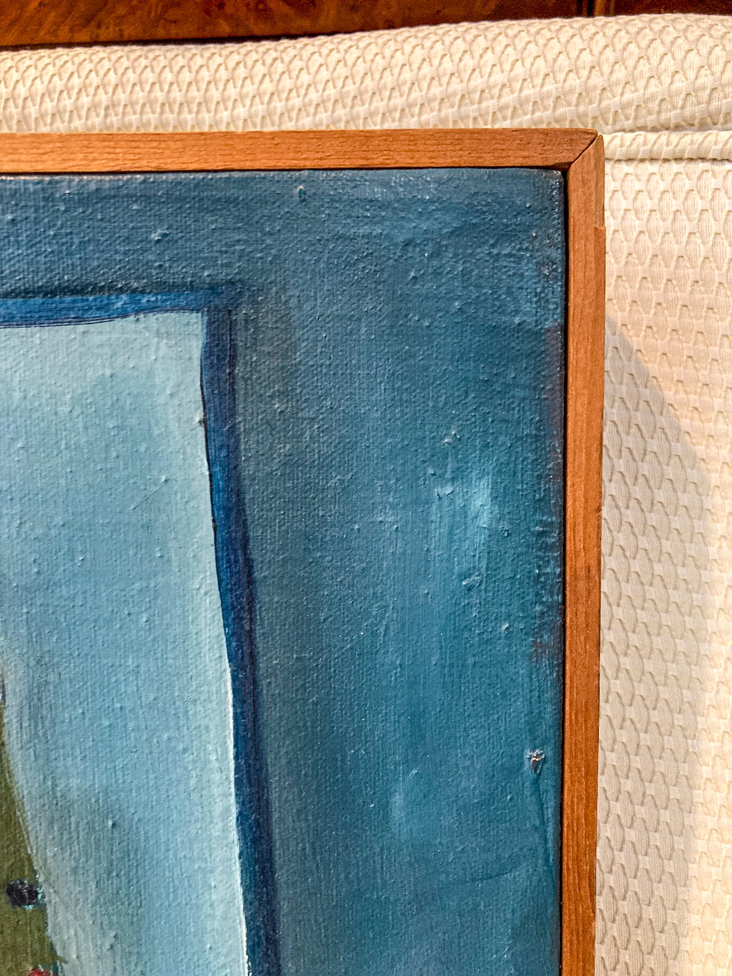 Scott Miller Abstract Shy Christmas Tree Original Framed Canvas Oil Painting