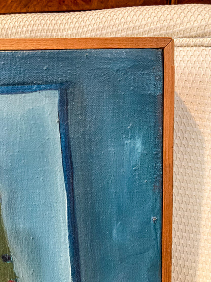 Scott Miller Abstract Shy Christmas Tree Original Framed Canvas Oil Painting