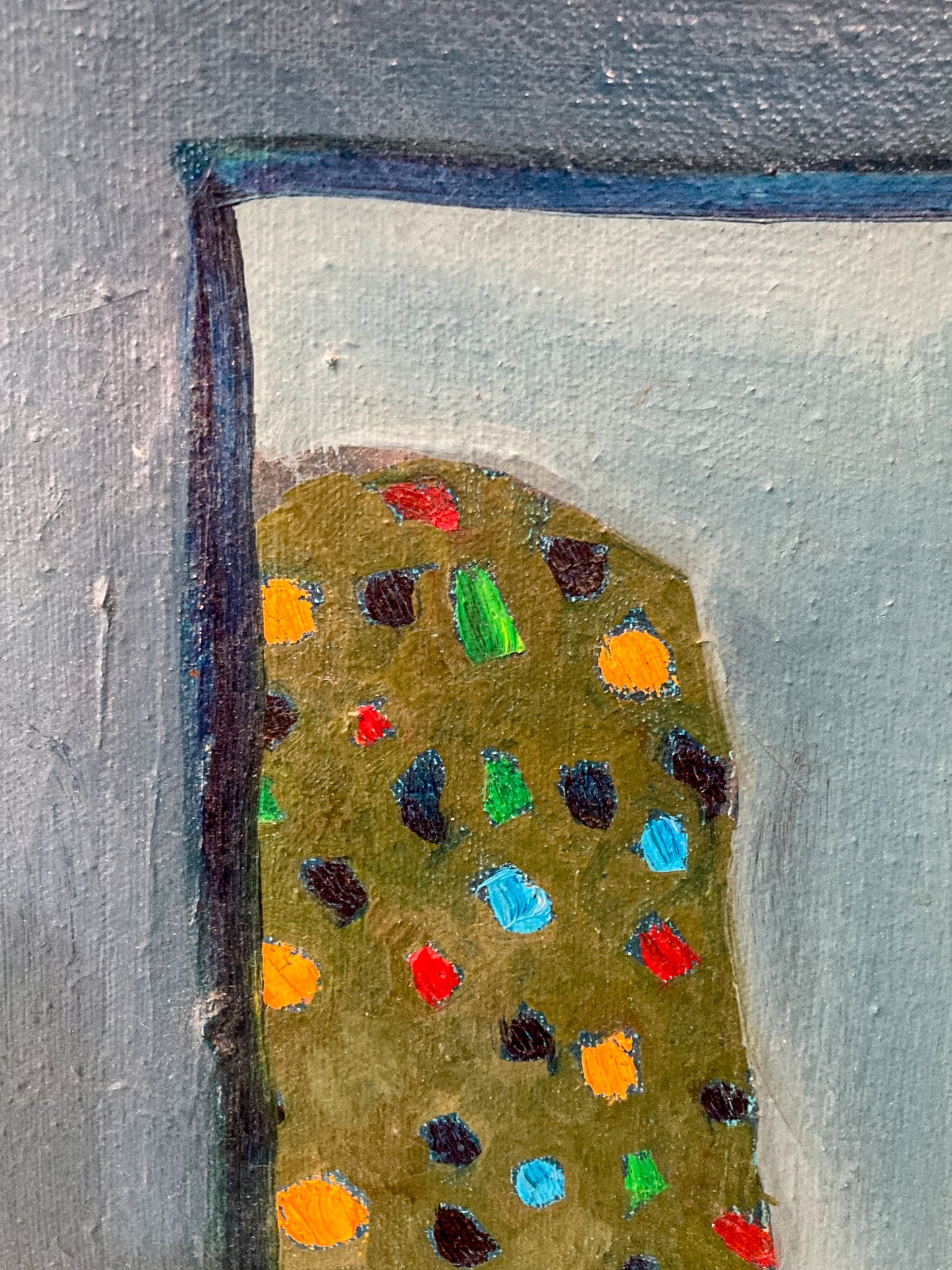 Scott Miller Abstract Shy Christmas Tree Original Framed Canvas Oil Painting