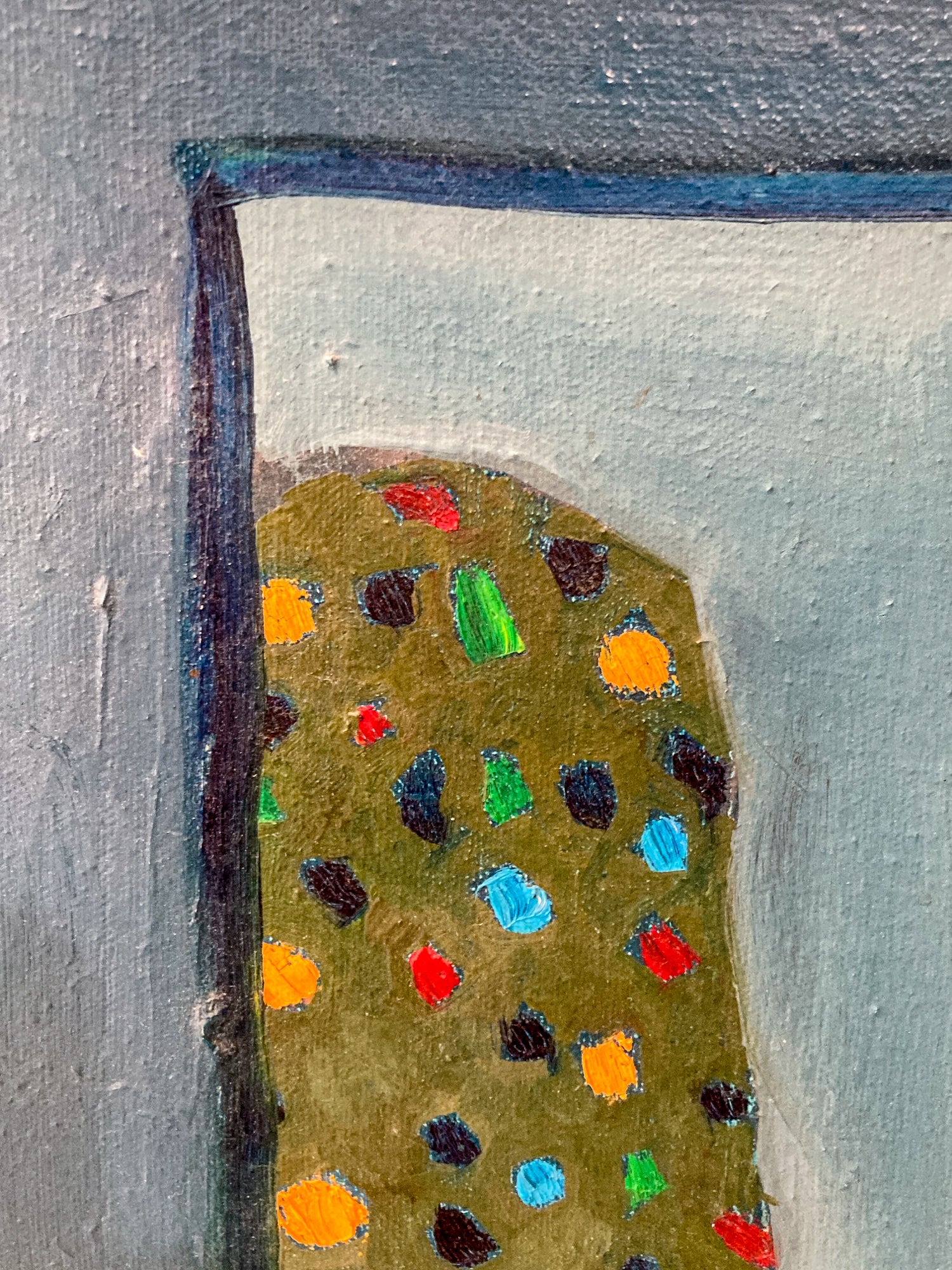 Scott Miller Abstract Shy Christmas Tree Original Framed Canvas Oil Painting