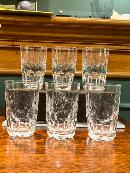 Set of Six Waterford Ashling Clear Crystal 10oz Tumblers Drink Glasses