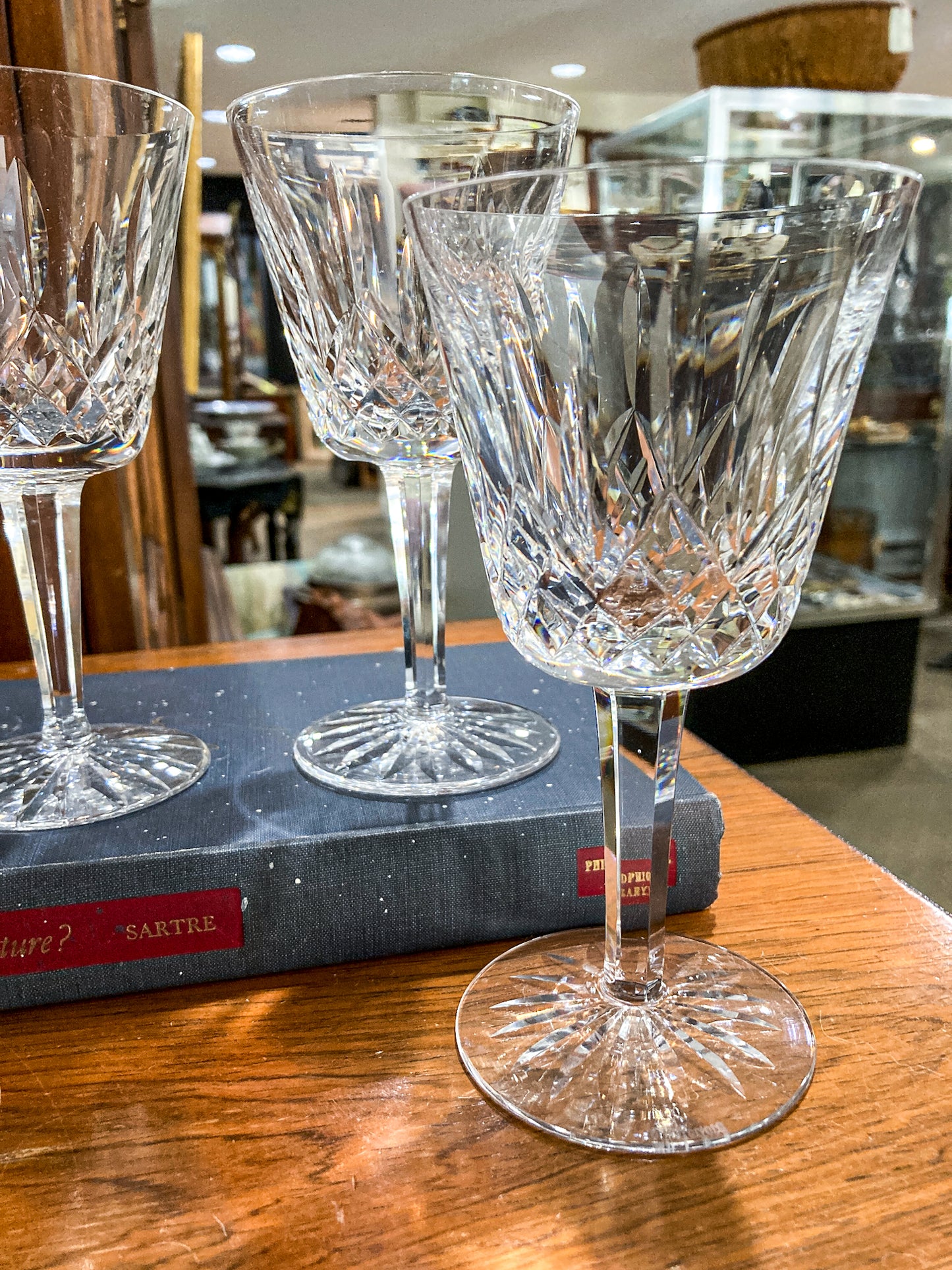 Set of Four Vintage Waterford Lismore Cut Leaded Glass Crystal Wine Glasses