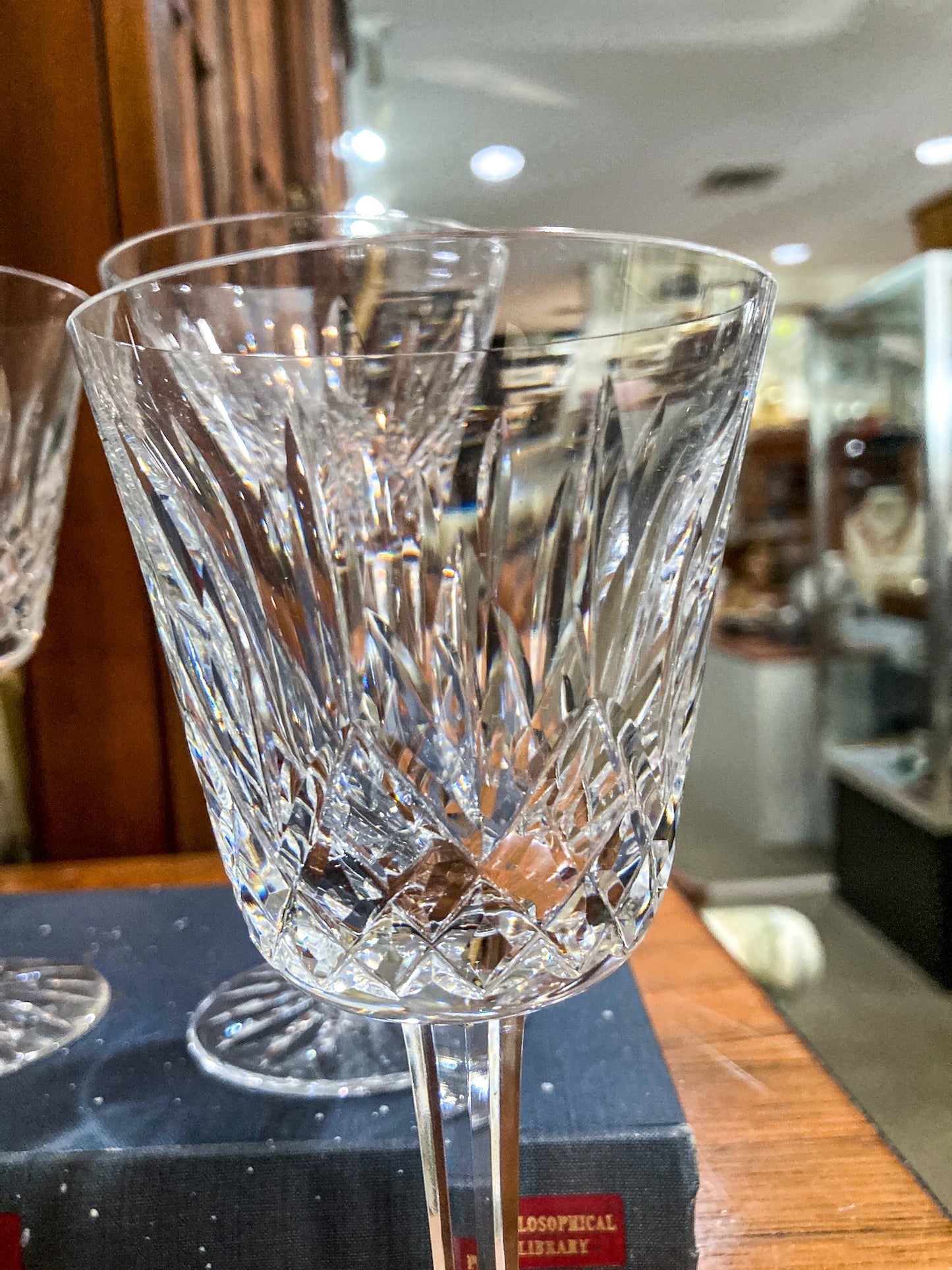 Set of Four Vintage Waterford Lismore Cut Leaded Glass Crystal Wine Glasses