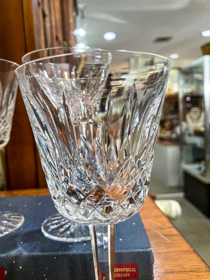 Set of Four Vintage Waterford Lismore Cut Leaded Glass Crystal Wine Glasses