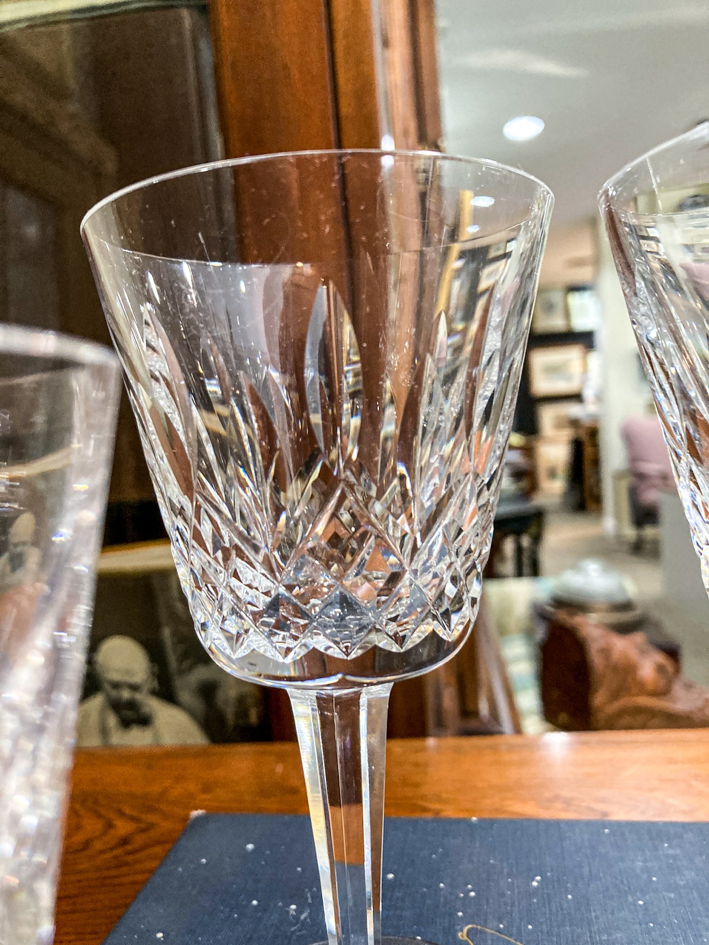 Set of Four Vintage Waterford Lismore Cut Leaded Glass Crystal Wine Glasses