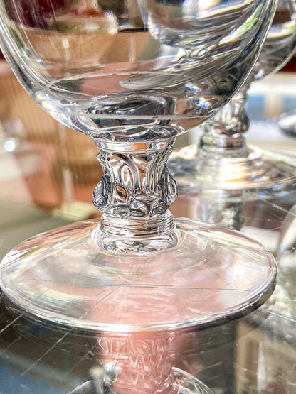 Set of Six Vintage 1940s Starburst Engraved Clear Glass Iced Tea Glasses