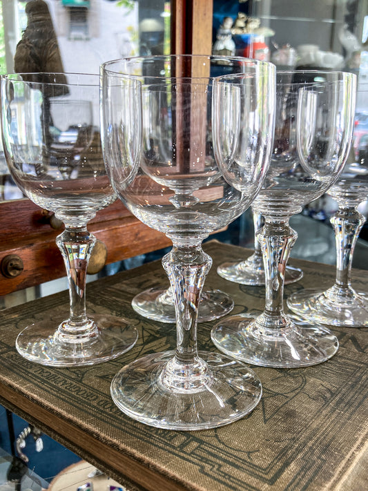 Set of Six Vintage 1960s Baccarat France Normandie Claret Crystal Wine Glasses