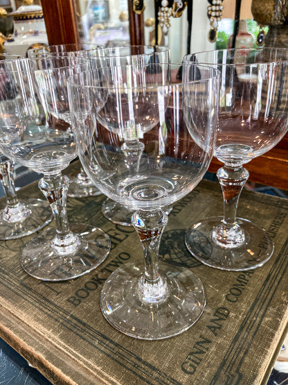Set of Six Vintage 1960s Baccarat France Normandie Claret Crystal Wine Glasses