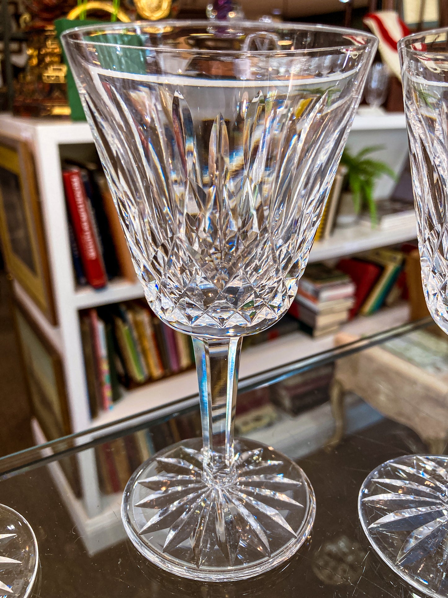 Set of Six Vintage Waterford Clear Crystal Lismore Stemmed Wine Glasses