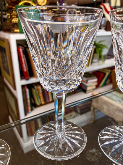 Set of Six Vintage Waterford Clear Crystal Lismore Stemmed Wine Glasses