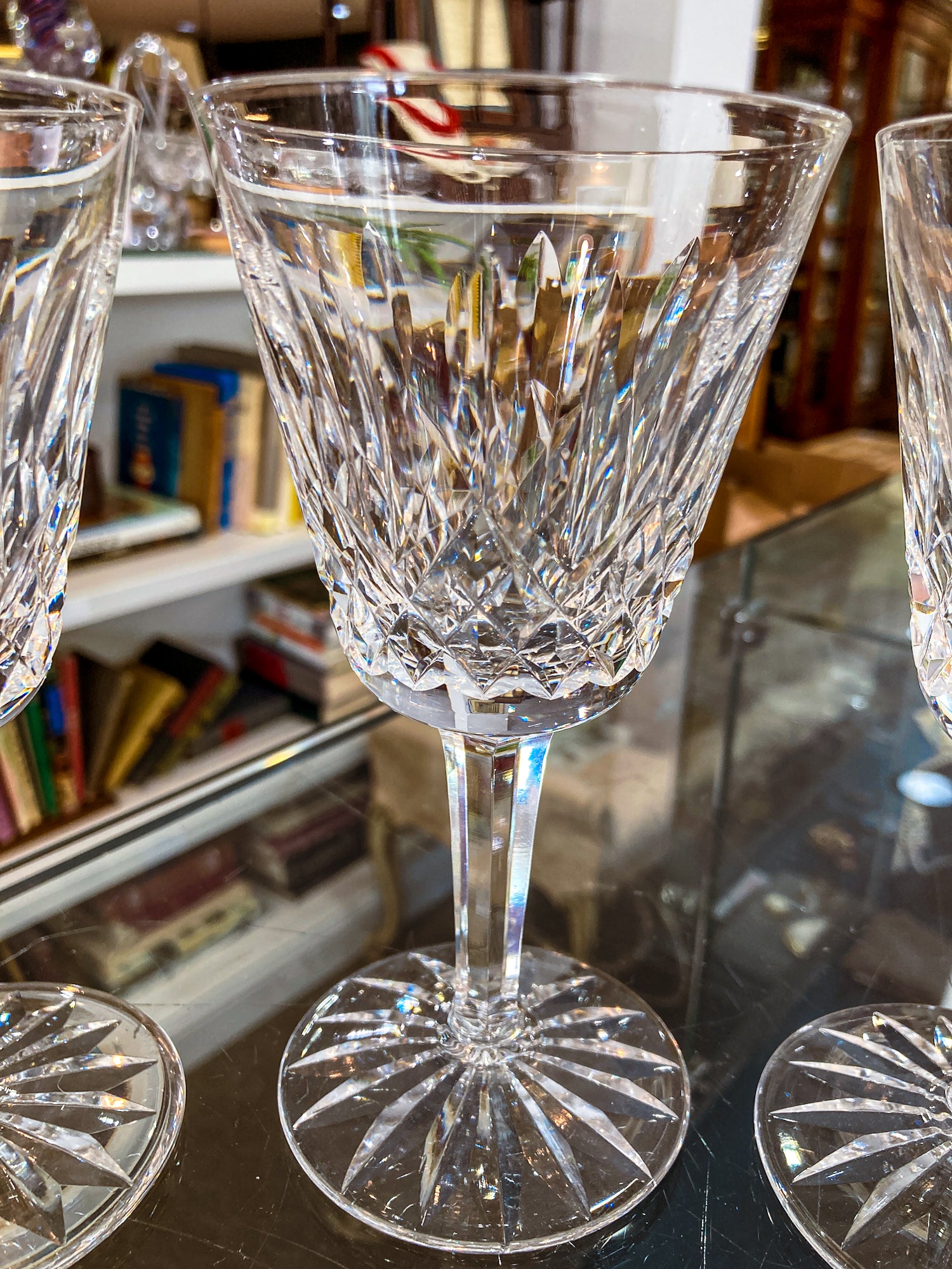 Set of Six Vintage Waterford Clear Crystal Lismore Stemmed Wine Glasses