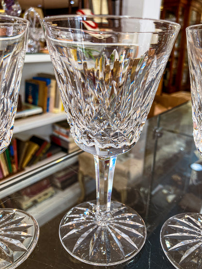 Set of Six Vintage Waterford Clear Crystal Lismore Stemmed Wine Glasses