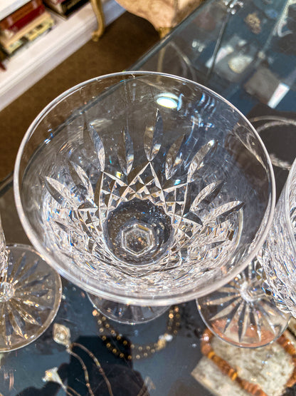 Set of Six Vintage Waterford Clear Crystal Lismore Stemmed Wine Glasses