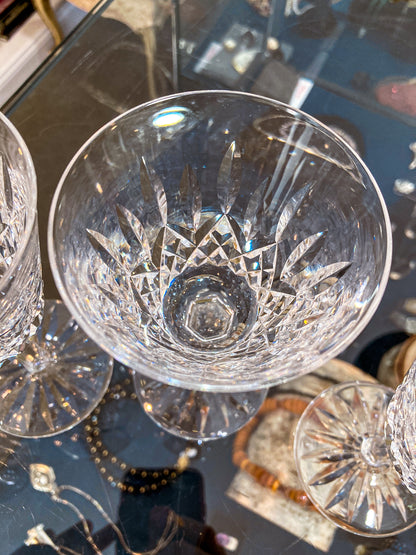 Set of Six Vintage Waterford Clear Crystal Lismore Stemmed Wine Glasses