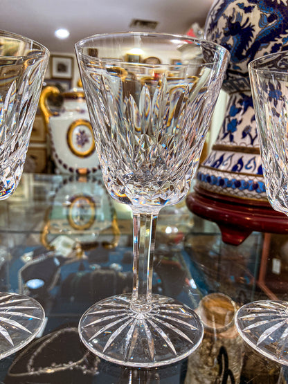 Set of Six Vintage Waterford Clear Crystal Lismore Stemmed Wine Glasses