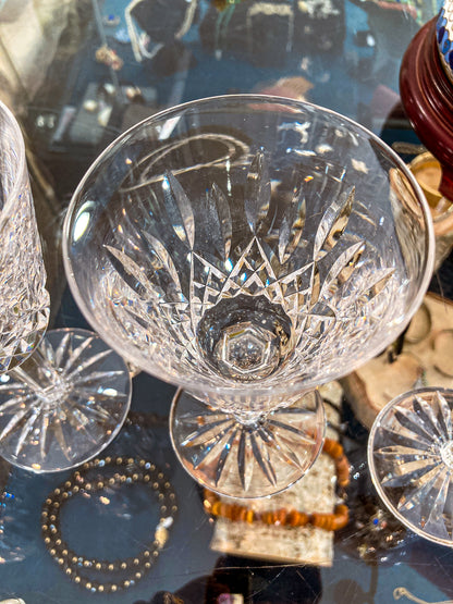 Set of Six Vintage Waterford Clear Crystal Lismore Stemmed Wine Glasses