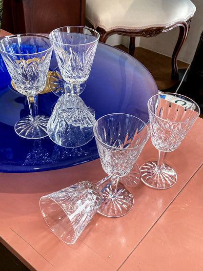 Set of Six Vintage Waterford Clear Crystal Lismore Stemmed Wine Glasses