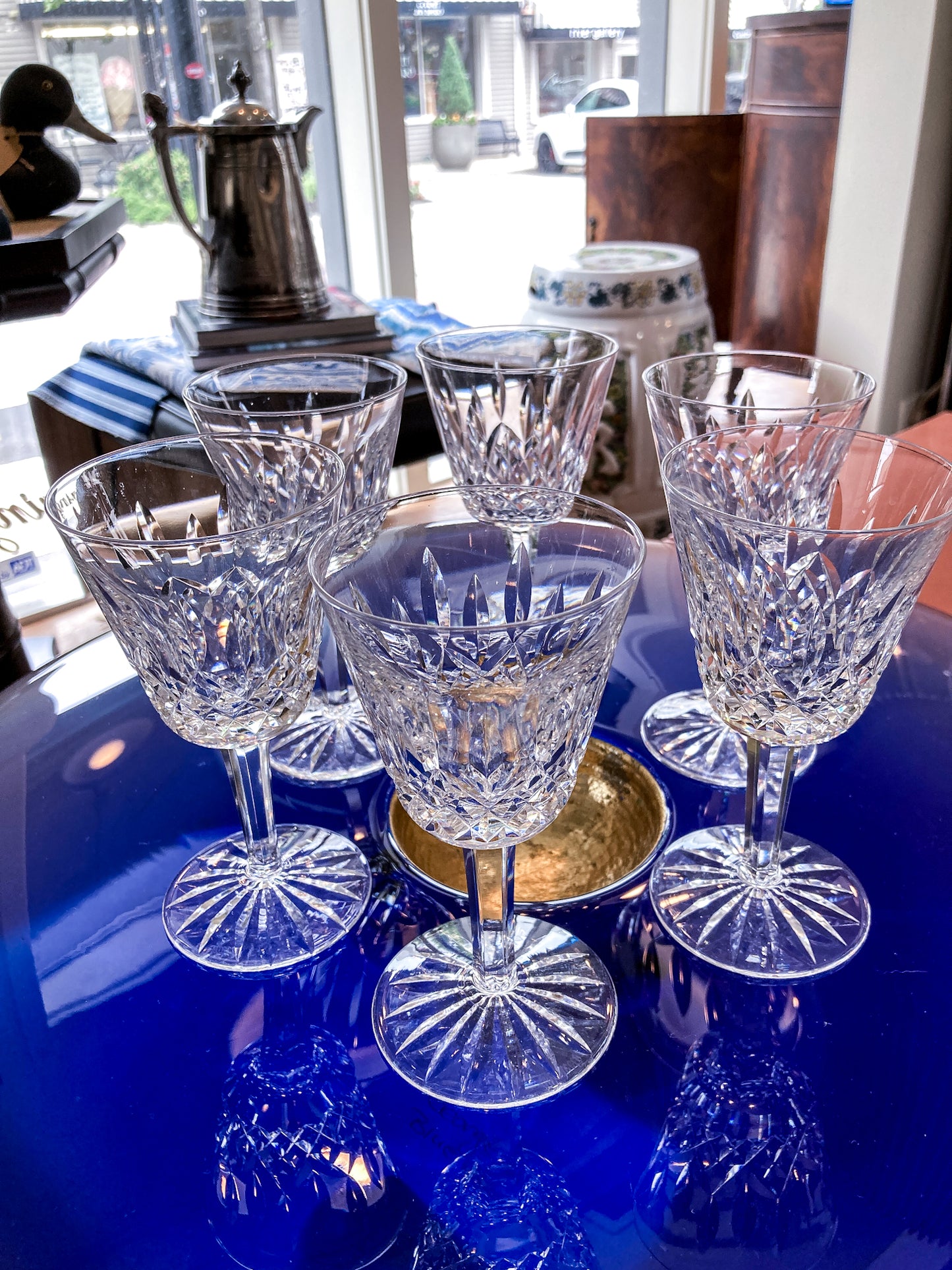 Set of Six Vintage Waterford Clear Crystal Lismore Stemmed Wine Glasses