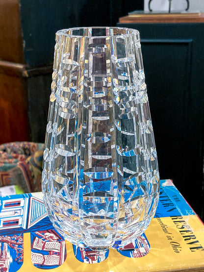 Stunning Vintage Clear Crystal Cut Teardrop Fluted Waterford Vase