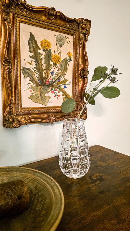Stunning Vintage Clear Crystal Cut Teardrop Fluted Waterford Vase
