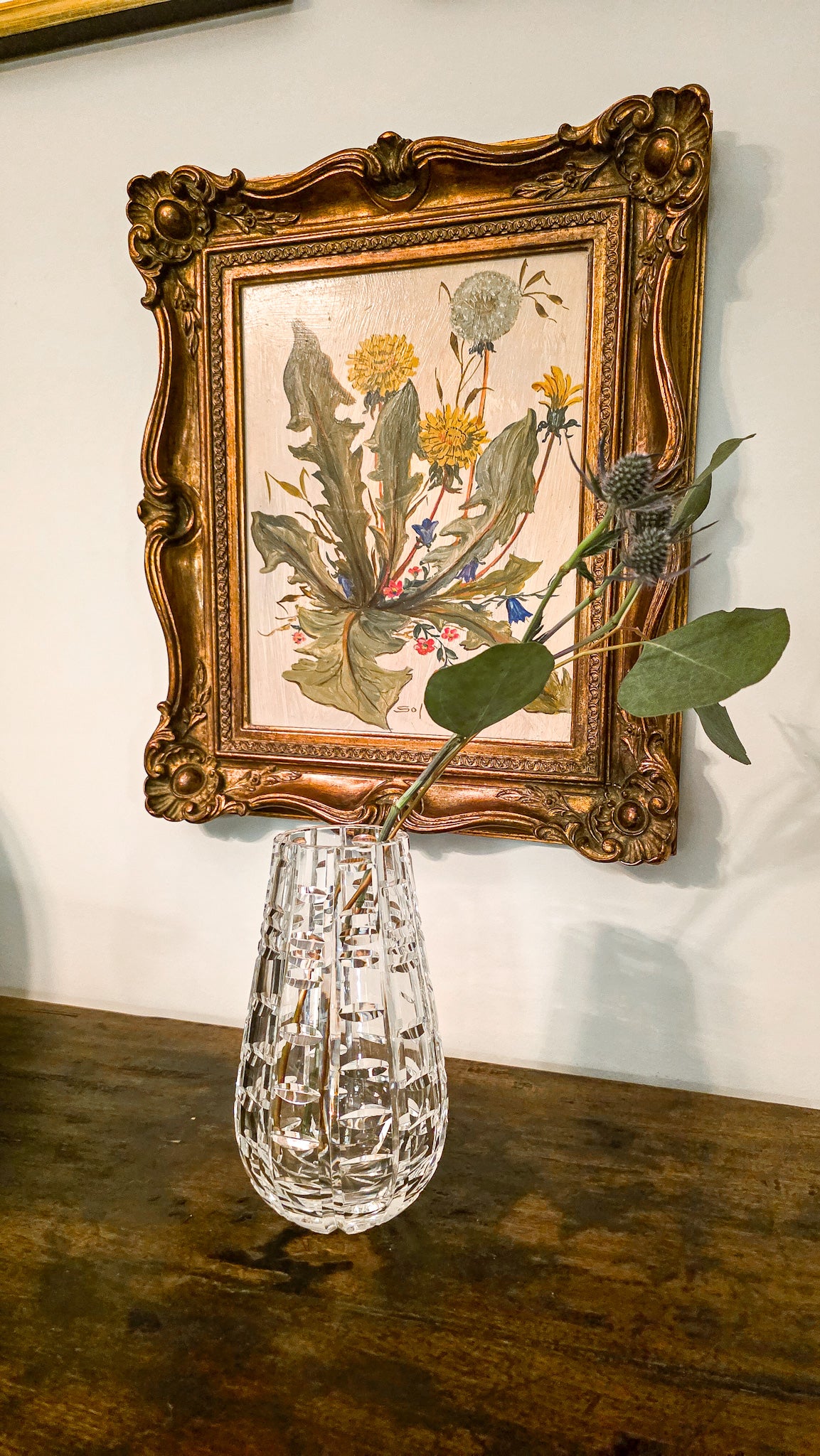 Stunning Vintage Clear Crystal Cut Teardrop Fluted Waterford Vase