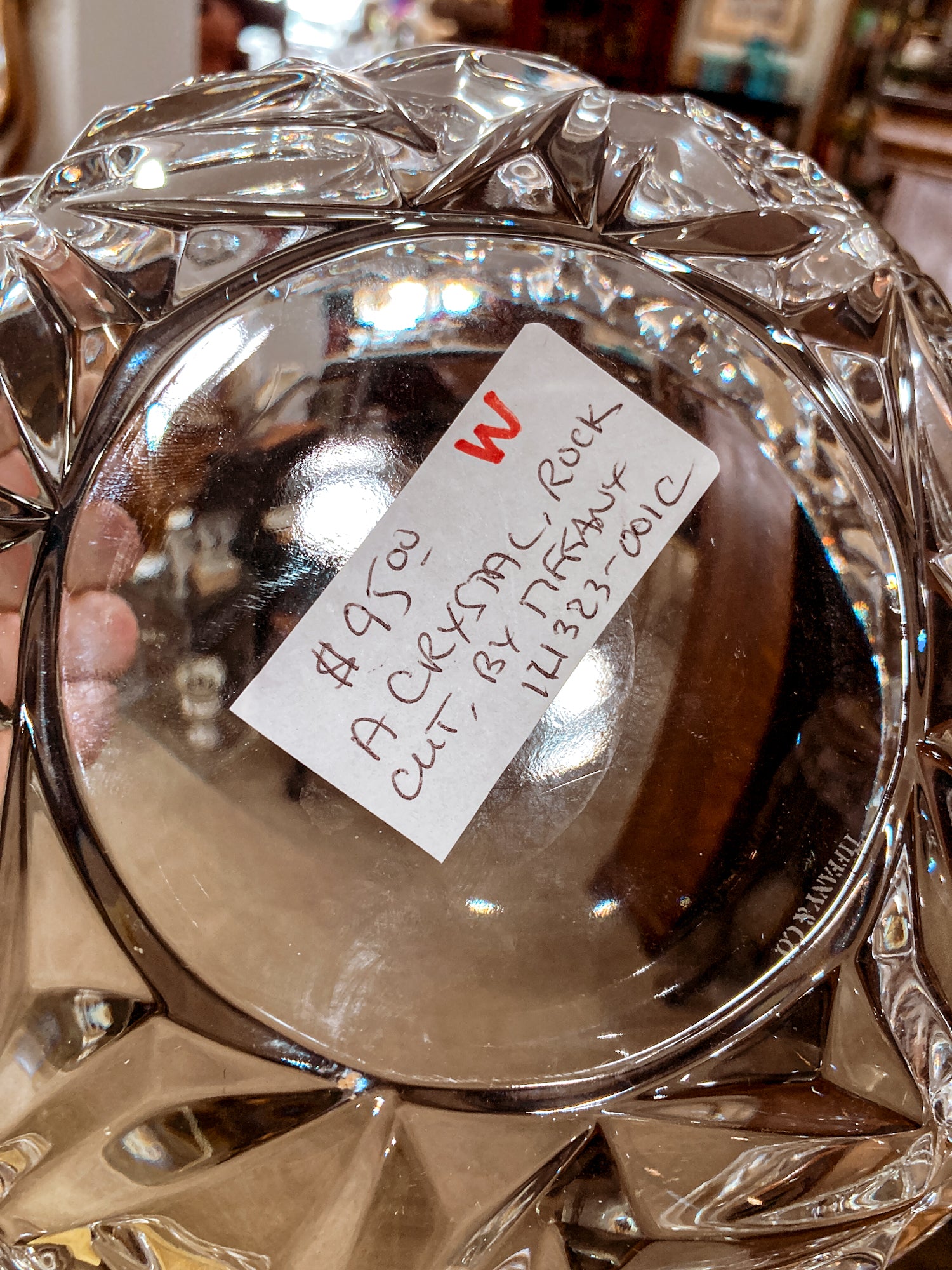 Tiffany and Co. Rock Cut Pattern Clear Crystal 9 Inch Decorative Serving Bowl