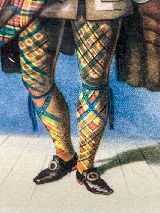 Three Vintage 20th Century Scottish Clan Men Tartan Kilts Framed Offset Lithograph