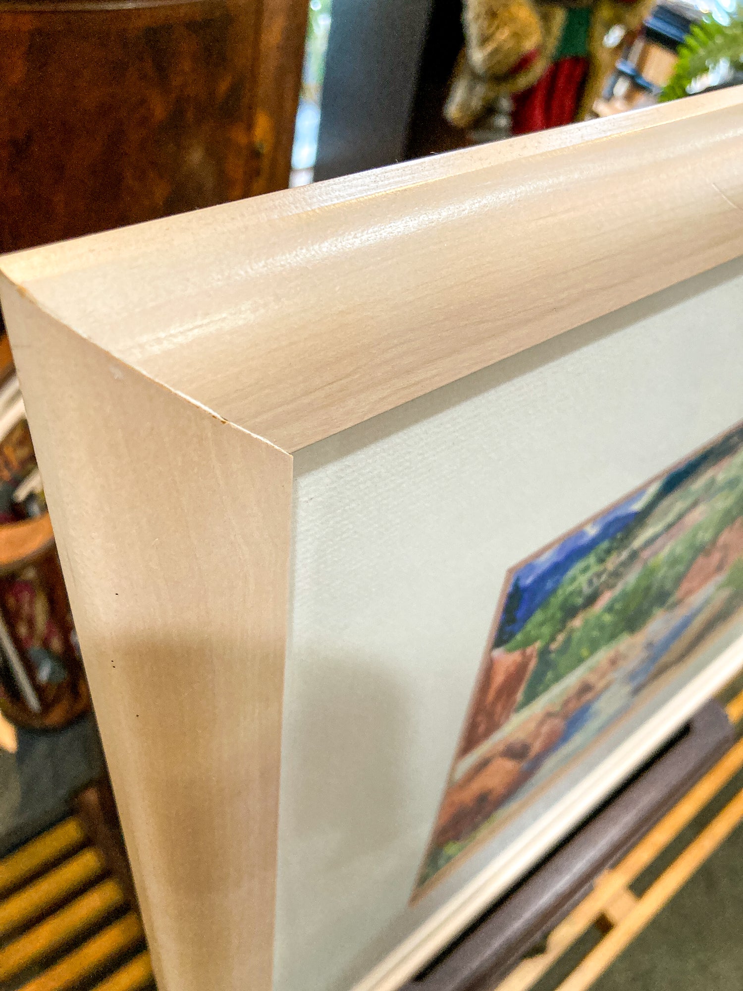 Vibrant Canyon River Watercolor Landscape Signed Framed Painting Art