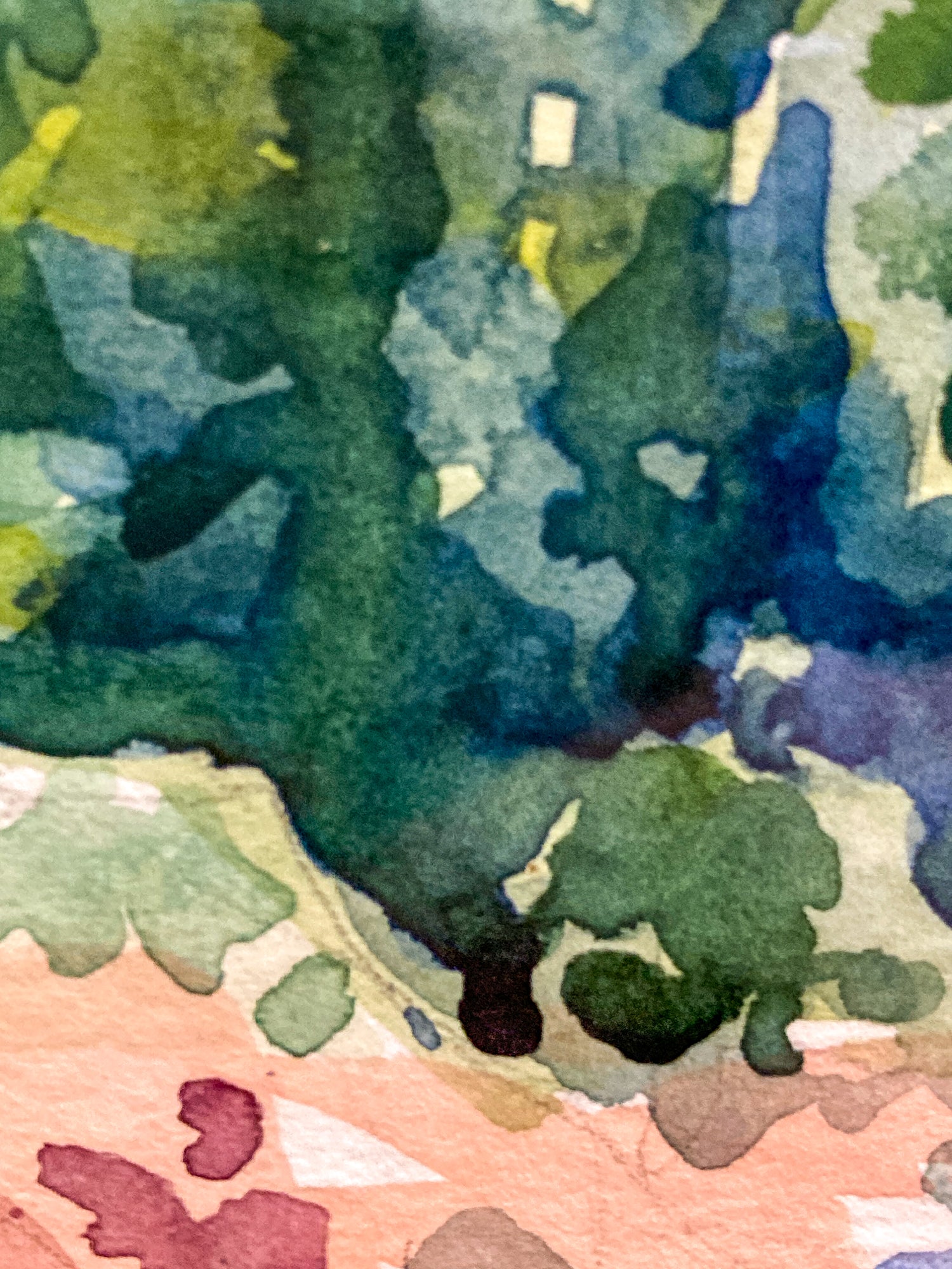 Vibrant Canyon River Watercolor Landscape Signed Framed Painting Art