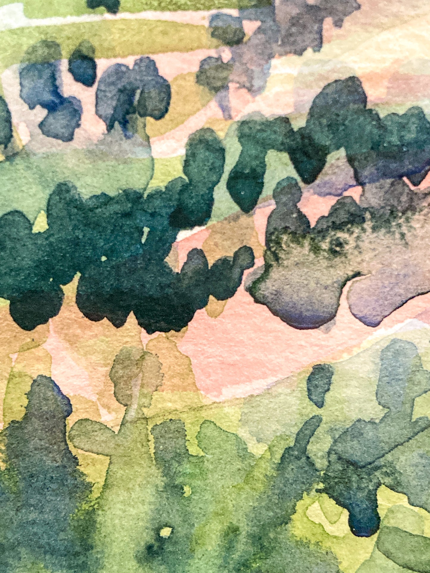 Vibrant Canyon River Watercolor Landscape Signed Framed Painting Art