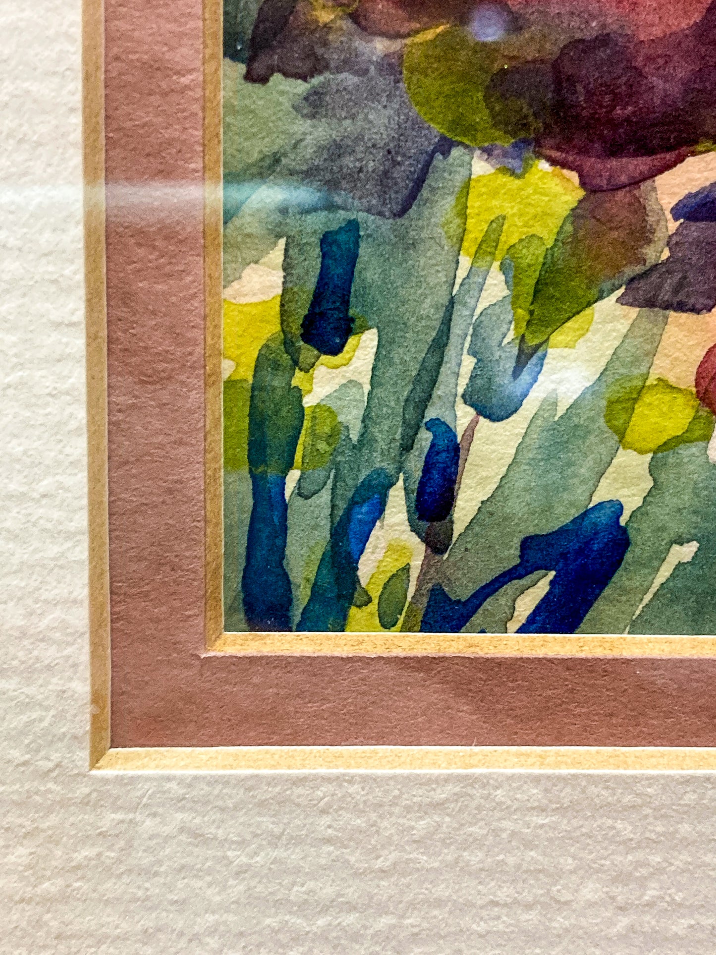 Vibrant Canyon River Watercolor Landscape Signed Framed Painting Art