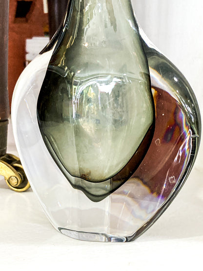 Vintage MCM Orrefors Nils Landberg Sommerso Dusk Crystal Bud Vase