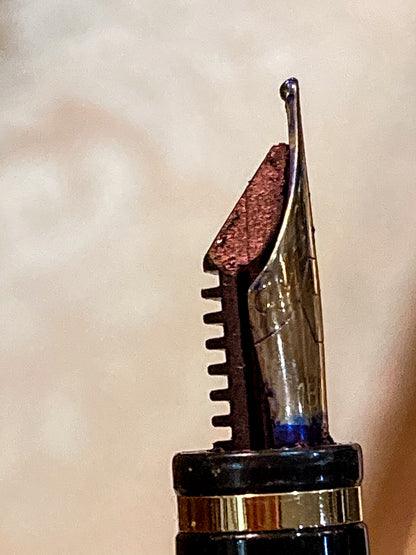 Vintage Waterman 18K Yellow Gold Silver Ribbed Fountain Ink Pen