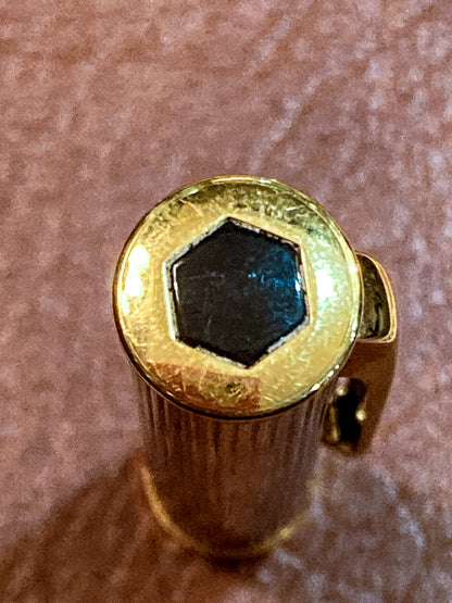 Vintage Waterman 18K Yellow Gold Silver Ribbed Fountain Ink Pen