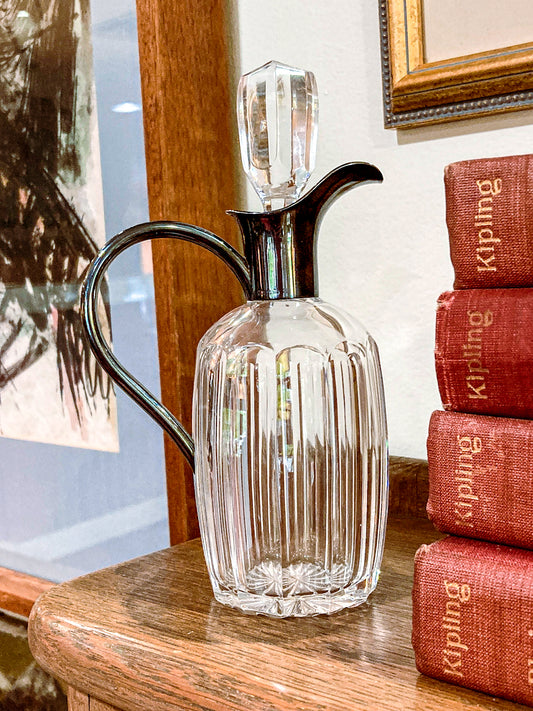 Vintage Cut Crystal 800 Silver German Cruet Bottle with Handle