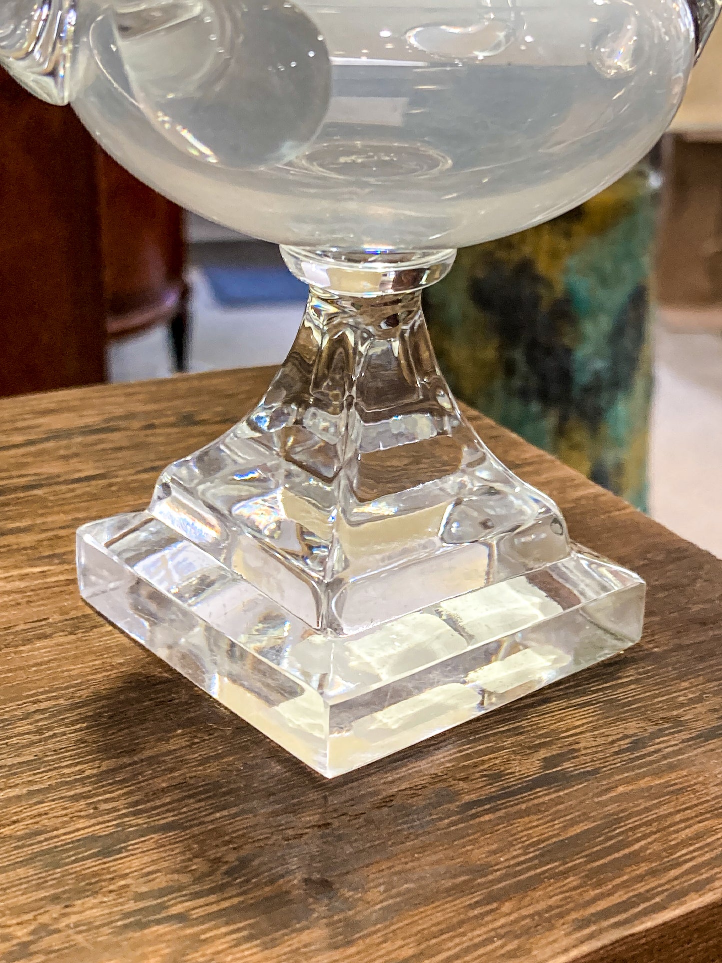 Antique 1930s Steuben USA Clear Crystal Double Handled Urn Vase
