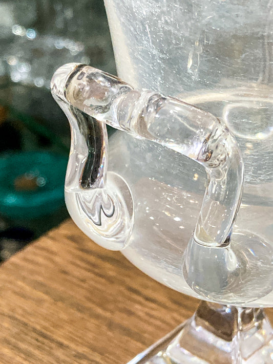 Antique 1930s Steuben USA Clear Crystal Double Handled Urn Vase