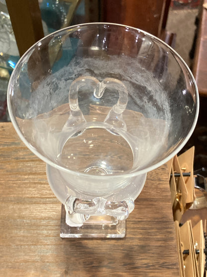 Antique 1930s Steuben USA Clear Crystal Double Handled Urn Vase
