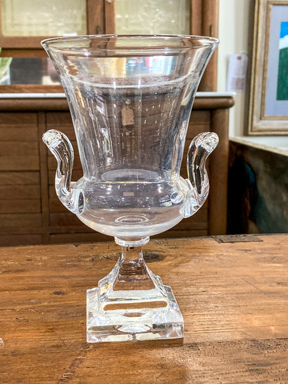 Antique 1930s Steuben Clear Crystal Double Handled Urn Shaped Vase