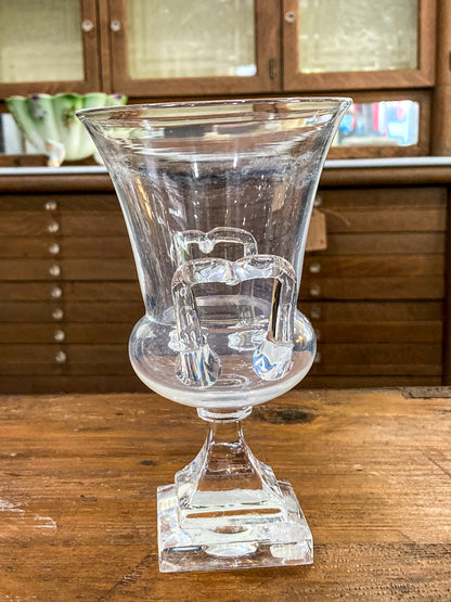 Antique 1930s Steuben Clear Crystal Double Handled Urn Shaped Vase