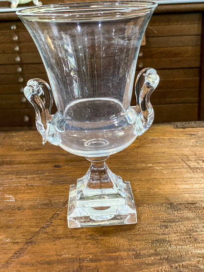 Antique 1930s Steuben Clear Crystal Double Handled Urn Shaped Vase