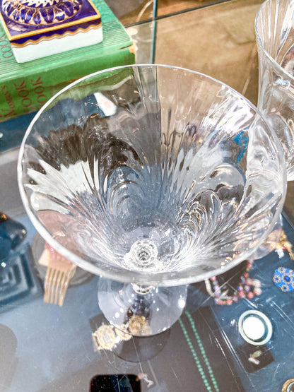 Set of Six Vintage 1940s Caprice Pattern Cambridge Clear Glass Water Goblets